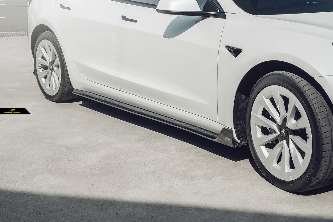 TESLA MODEL 3 - Future Design S1 Carbon Side skirt splitter